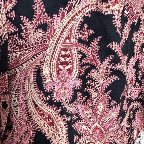 Chaps Womens Top Size XXL Long Sleeve Paisley No Iron Button Front Flip Cuff - Picture 4 of 9